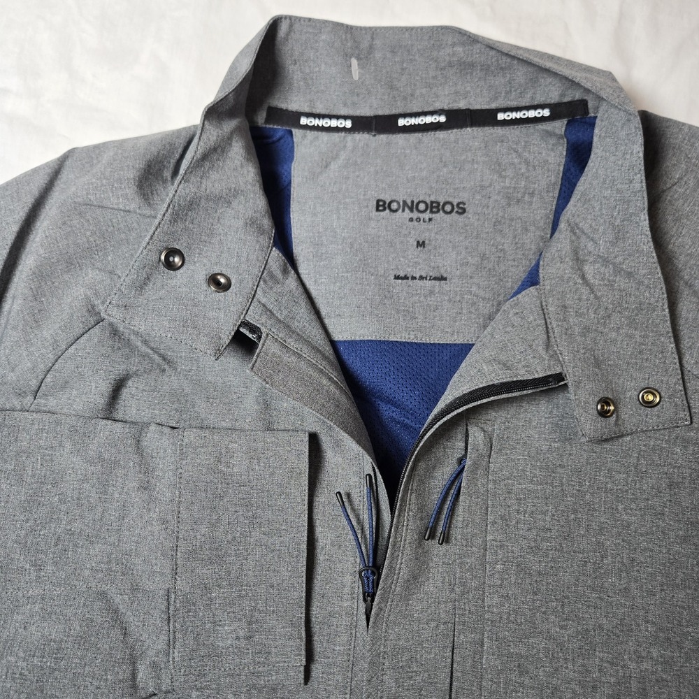 Bonobos Golf Jacket Mens Medium Gray  Full Zip Pockets Mesh Lined‎ NWOT
